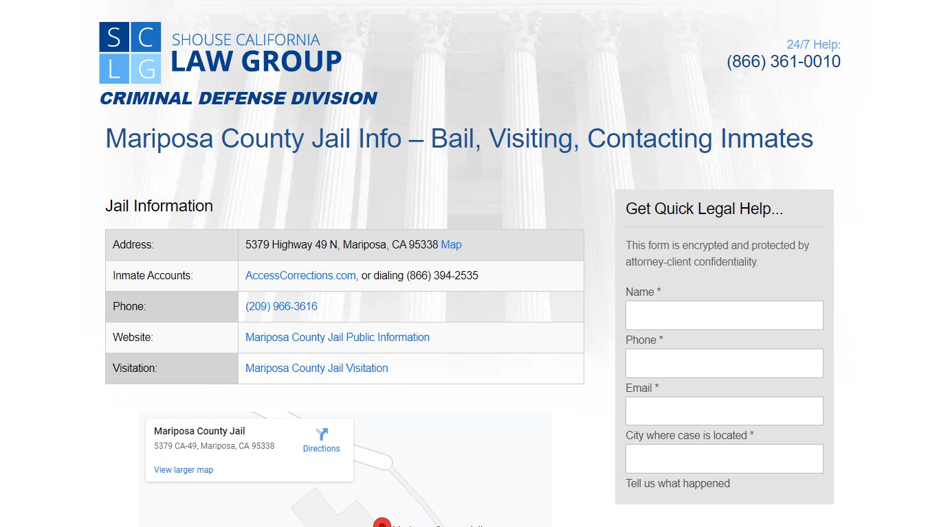 Mariposa County Jail Info – Bail, Visiting, Contacting Inmates